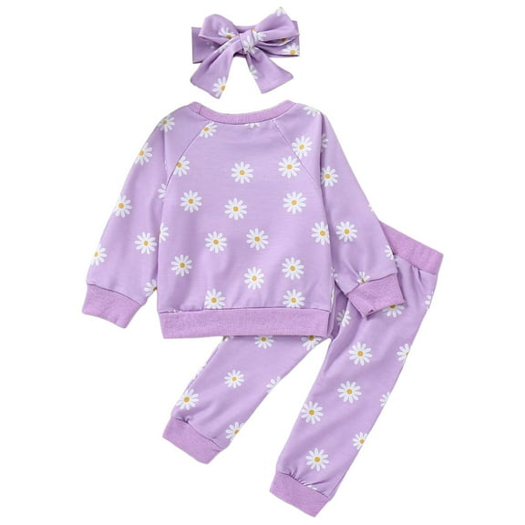 Durtebeua Infant Baby Girl Clothes Set Sweatshirts Tops Pants Toddler Girl Outfits Gifts Z09-Purple,3-6 Months