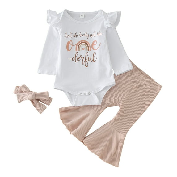 Durtebeua 3pcs Newborn Baby Girls Long Pants Set 6M 9M 12M 18M 24M Long Sleeve Ribbed Snap Romper Tops Floral Trousers Z01-Pink,12-18 Months