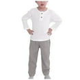 thumbnail image 1 of Durtebeua Baby Boy Girl Clothes Knitted Cotton Long Sleeve Romper Long Pants Solid Color Fall Winter Outfits Z20-Light Gray,3-4 Years, 1 of 4