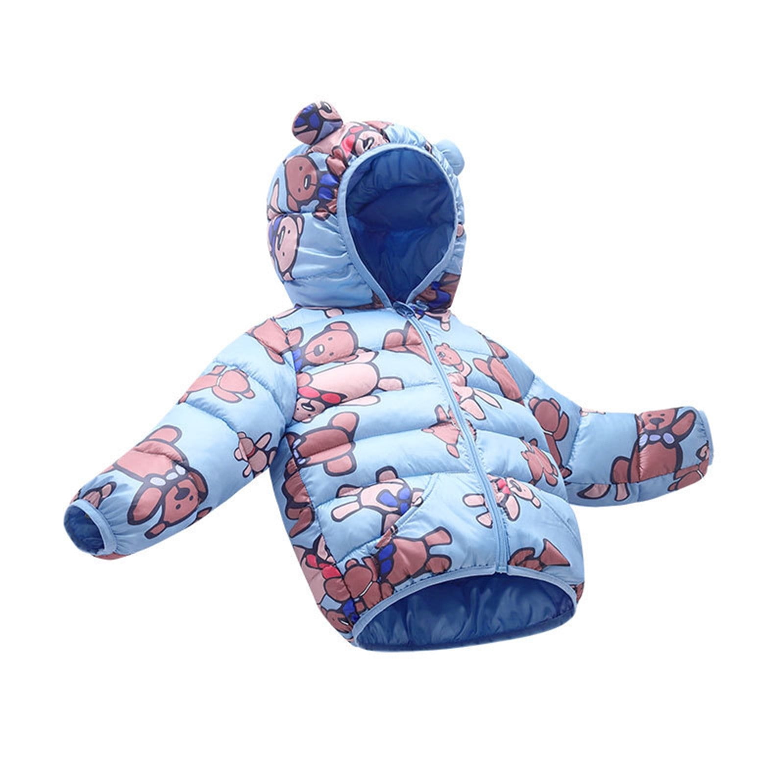 Durtebeua Baby Boy Jacket Girl Print Down Alternative Hoods Baby Boys