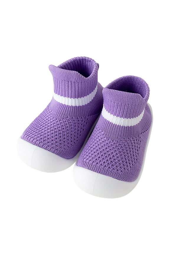 Baby First Walking Shoes Boys Girls Infant Sneakers Crib Shoes Breathable Lightweight Slip On Shoes Purple,12-18Months