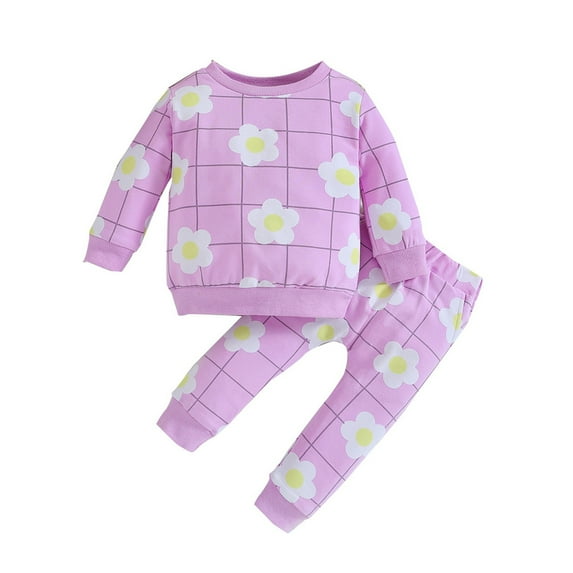 Durtebeua Baby Girl Clothes Long Sleeve Top Denim Flared Pants 2PCs Set 3-4 Years