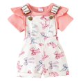 thumbnail image 1 of Durtebeua Baby Girl Summer Clothes Cute Outfits Short Sleeve Romper Overall 2PCS Newborn Outfit,12-18 Months, 1 of 6