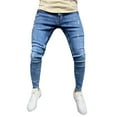 thumbnail image 1 of Durtebeua Biker Destroyed Frayed Slim Fit Denim Ripped Pants Jeans For Men Skinny Fit, 1 of 6