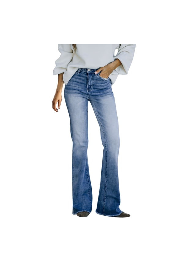 Bootcut Jeans For Women Straight Leg Patchwork Ripped Denim Jeans