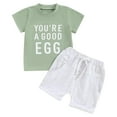 thumbnail image 1 of Durtebeua Toddler Boys Summer Sets Summer Round Neck Solid Color Short Sleeve Two Piece Children's Outfits,2-3 Years, 1 of 4