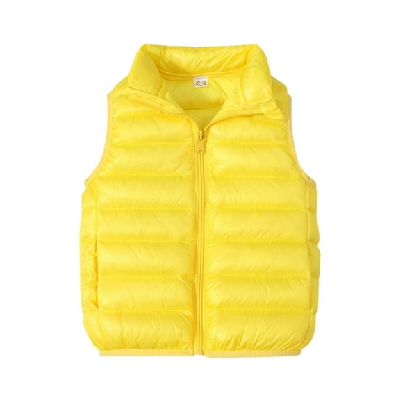 Durtebeua Boys Girls' Light Weight Down Vest, Kids Lightweight Sleeveless Jacket, Boys Girls Puffer Down Vest Yellow,3-4 Years