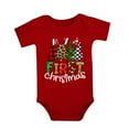 Durtebeua Boys Girls Short Sleeve Christmas Cartoon Letter Print Romper