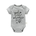 thumbnail image 1 of Durtebeua Boys Girls Short Sleeve Letter Print Romper Bodysuit For Children Clothes Baby Undershirt Grey,0-3 Months, 1 of 4