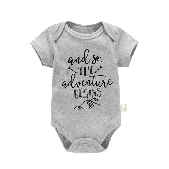 Durtebeua Boys Girls Short Sleeve Letter Print Romper Bodysuit For Children Clothes Baby Undershirt Grey,0-3 Months