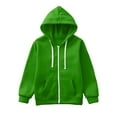 thumbnail image 1 of Durtebeua Boys Girls Zip Up Hoodie Sweatshirt with Hood, Lightweight Fleece Lining Solid Color Fall Winter Coat Outerwear Green,5-6 Years, 1 of 5