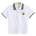thumbnail image 1 of Durtebeua Boys Polo Shirt with Patchwork Style, Short Sleeve Uniform Shirts for Boys White,4-5 Years, 1 of 5