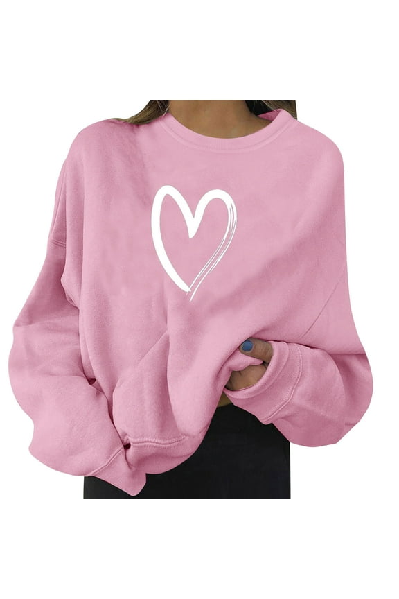 Casual Sweatshirts For Women Graphic Tees Valentine Long Sleeve Pullover Tops