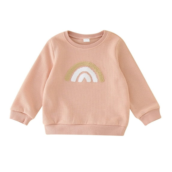 Durtebeua Long Sleeve Crewneck Sweatshirt Pullover Fall Outfit Kids Crop Tops Girls Hoodies 9-12Months