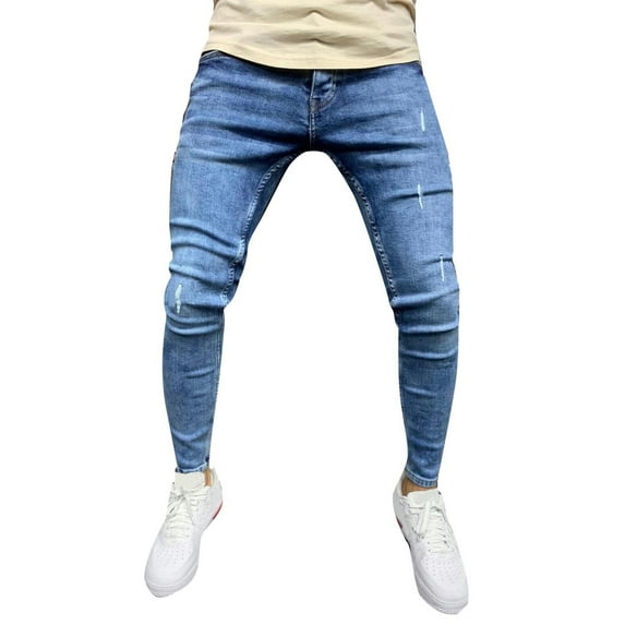 Durtebeua Denim Pants Distressed Ripped Freyed Slim Fit Jeans Trousers Skinny Jeans For Men Stretch Slim Fit