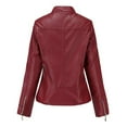 thumbnail image 1 of Durtebeua Flight Zip Up Biker Motorcycle Tops Clothes Leather Jacket Women, 1 of 2