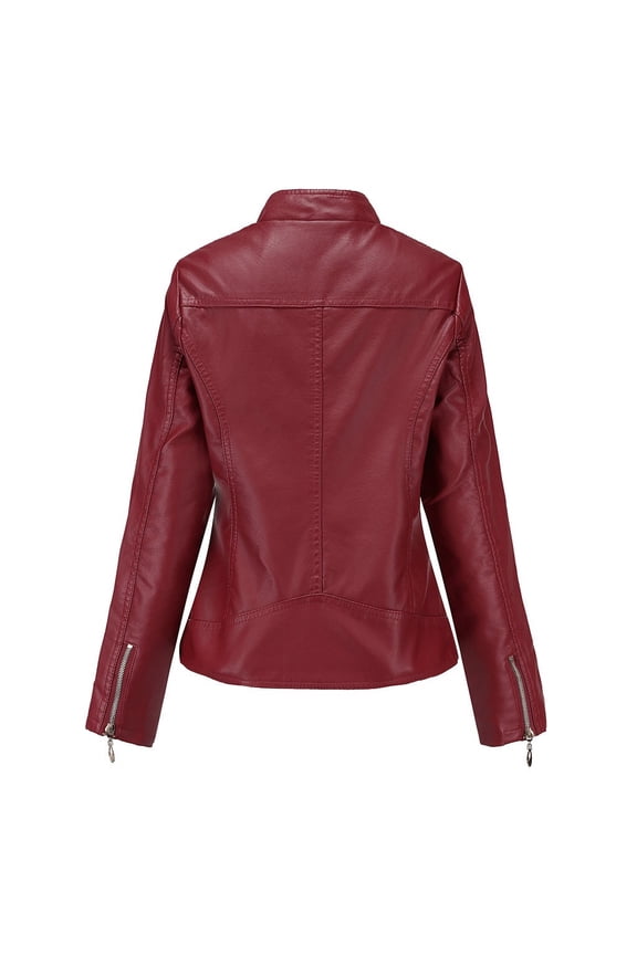 Flight Zip Up Biker Motorcycle Tops Clothes Slim Fit Leather Jacket Women