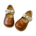 thumbnail image 1 of Durtebeua Girls Black School Uniform Dress Shoes Mary Jane Flats for Little Kid Brown,9-12 Months, 1 of 3
