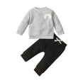 thumbnail image 1 of Durtebeua Girls Casual Fall Outfits Long Sleeve Top Denim Flared Pants 2PCs Set 3-9 Months, 1 of 6