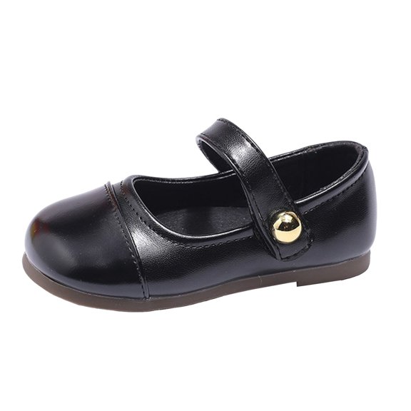 Durtebeua Girls Mary Jane Flat School Uniform Shoes Dress Shoes for Kid Black,18-24 Months
