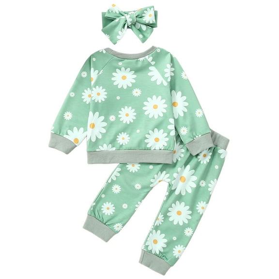 Durtebeua Baby Girl Clothes Set Sweatshirts Tops Pants Toddler Girl Outfits Gifts 3 6 9 12 18 24 Months(Z12-Light Green,70)