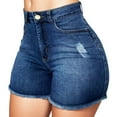 thumbnail image 1 of Durtebeua Women's High Waisted Jean Shorts Ripped Denim Shorts for Summer Stretchy Blue L, 1 of 6