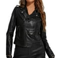 thumbnail image 1 of Durtebeua Leather Jackets For Women Trendy Leather Classic Motorcycle Jacket, 1 of 6
