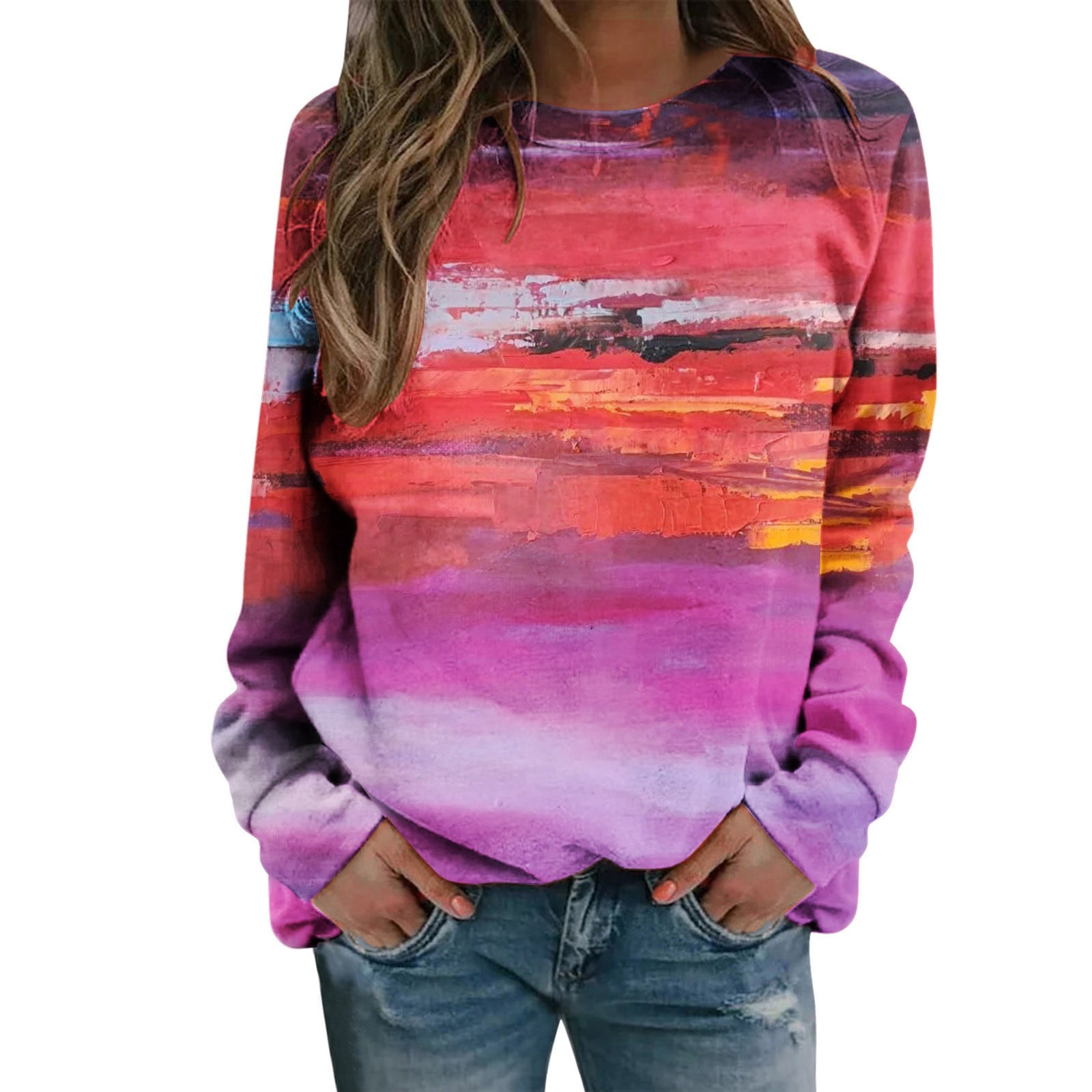Durtebeua Long Sleeve Casual Graphic Pullover Sweatshirts Tops Shirts