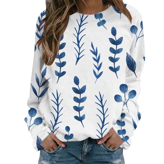 Durtebeua Long Sleeve Casual Loose Pullover Tops Women Cropped Hoodie Pullover