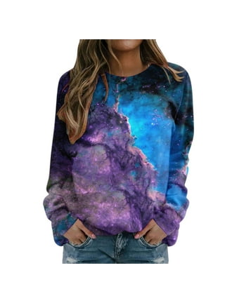 Women's Casual Tie Dye Sweatshirt Long Sleeve Crewneck Heart Print