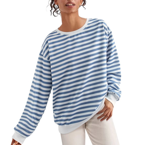 Durtebeua Long Sleeve Crewneck Oversized Pullover Tops Women's Oversized Pullover Sweatshirts