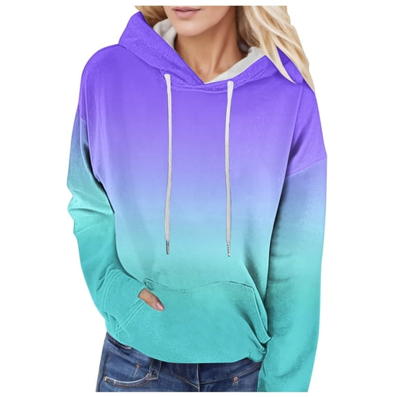 Durtebeua Long Sleeve Short Sweatshirt Hooded Top with Pockets Lightweight Hoodies for Women
