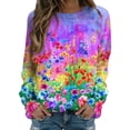 thumbnail image 1 of Durtebeua Long Sleeve Sweatshirts Casual Pullover Tops Shirts Casual Sweatshirts For Women Trendy, 1 of 4