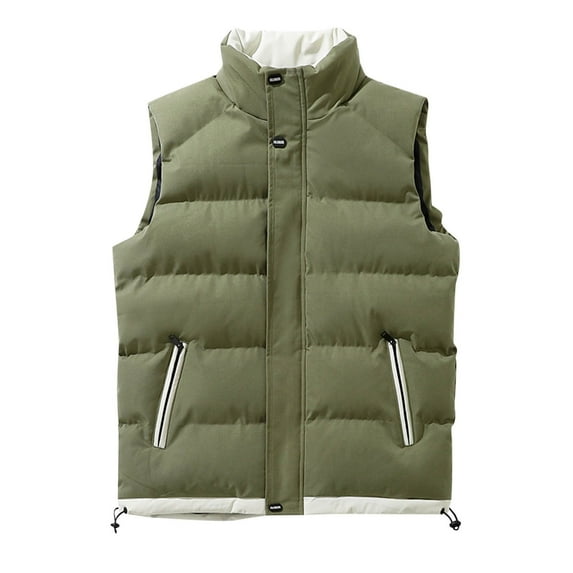 Durtebeua Loose Stand Collar Jacket Outerwear Padded Coat Men's Thicken Winter Vest