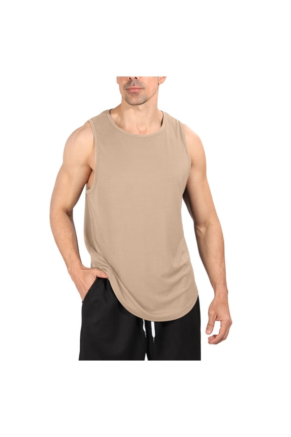 Men'S Muscle T-Shirt, Sleeveless, Muscle Tank, Classic Muscle Tee Top For Men Khaki,S