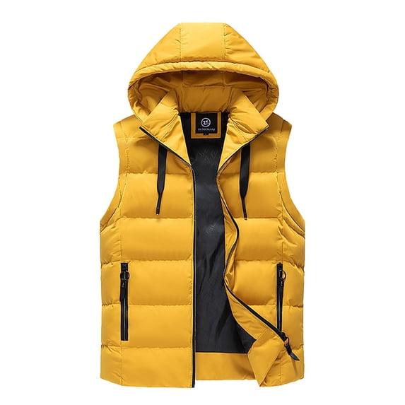 Durtebeua Men's Lightweight Puffer Vest, Outdoor Windproof Sleeveless Jacket for Hiking Travel Z15-Yellow,4XL