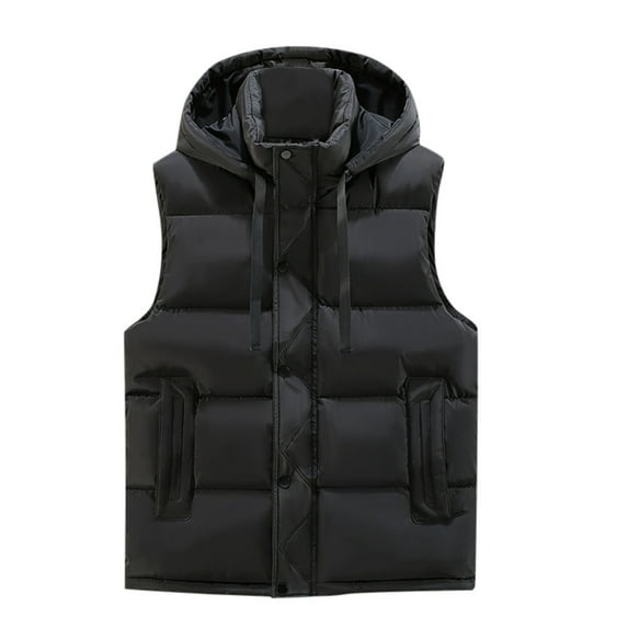 Durtebeua Men's Lightweight Vest Outdoor Winter Casual Warm Zip-Up Sleeveless Pocket Jacket Z01-Black,2XL