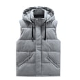 thumbnail image 1 of Durtebeua Men's Outdoor Winter Vest Outerwear Removable Hooded Padded Puffer Sleeveless Vest Z07-Grey,4XL, 1 of 7