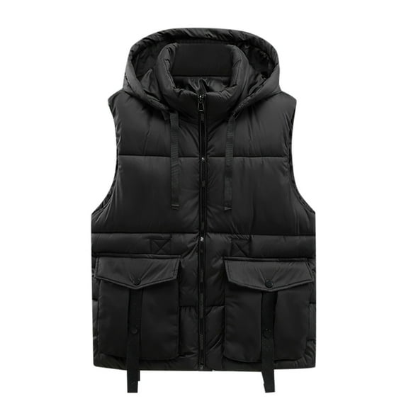 Durtebeua Men's Lightweight Vest Outerwear Winter Lightweight Packable Zip Up Sleeveless Padded Puffer Vest Z03-Black,3XL