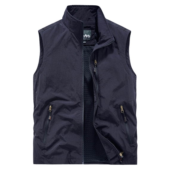 Durtebeua Men's Lightweight Vest Packable Warm Quilted Sleeveless Outerwear for Work Casual Z21-Blue,L