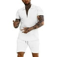 thumbnail image 1 of Durtebeua Men's Polo Shirt and Shorts Set Summer Outfits Fashion Casual Short Sleeve Polo Suit for Men 2 Piece Short Set White,3XL, 1 of 5