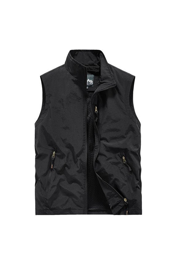 Men's Puffer Vest Lightweight Sleeveless Jacket Full Zipper Outerwear Vest Outdoor Down Vest Z20-Black,XL