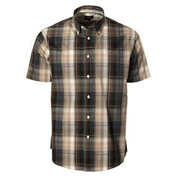 Durtebeua Men's Regular-Fit Short-Sleeve Poplin Shirt Coffee,3XL