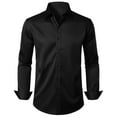 thumbnail image 1 of Durtebeua Men's Stretch Free Shirts Formal Wedding Prom Long Sleeve Slim Fit Button Down Shirt Black,S, 1 of 5