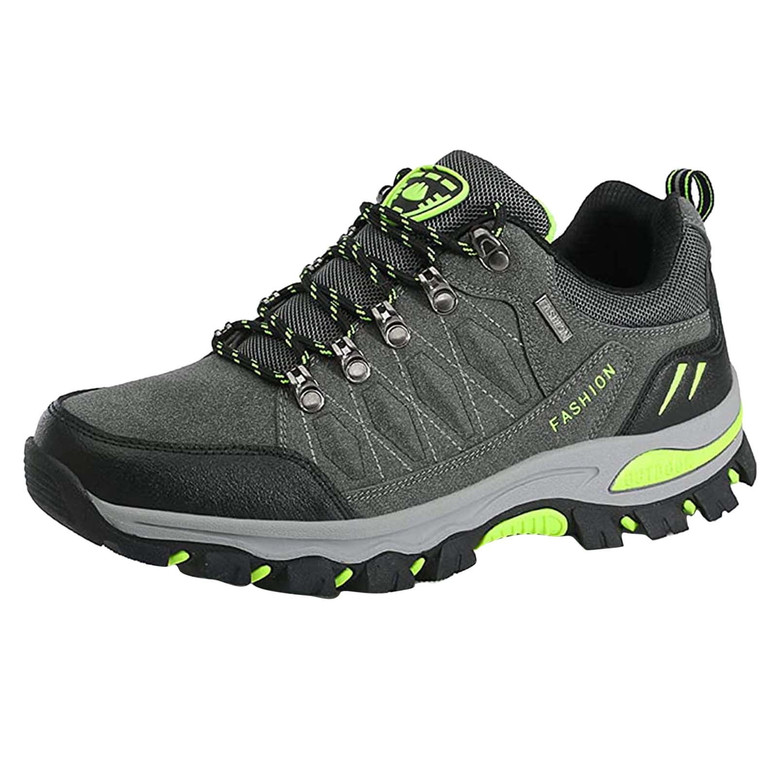 Durtebeua Men's Waterproof Hiking Shoes Leather Low-Top Hiking Shoes for Outdoor Trailing Trekking Camping Walking Green,8