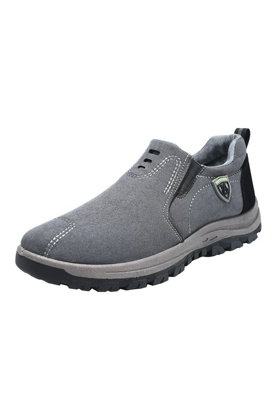 Men's Wide Hiking Shoes for Men Slip on Loafers Go Walking Shoes Trekking Trails Sneakers with Arch Support Grey,10.5