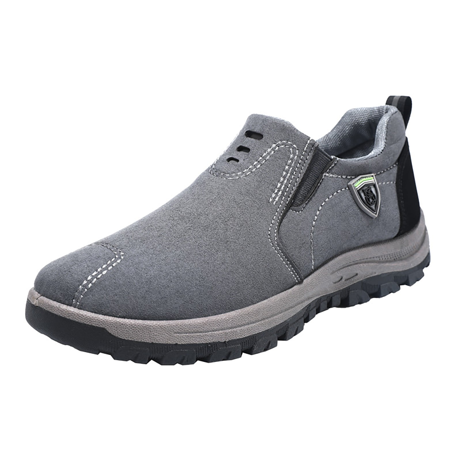 Durtebeua Men's Wide Hiking Shoes for Men Slip on Loafers Go Walking Shoes Trekking Trails Sneakers with Arch Support Grey,11