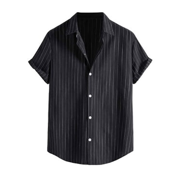 Durtebeua Mens Casual Short Sleeve Button Down Shirts Regular Fit Hawaiian Summer Shirts Black,L
