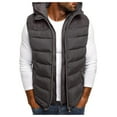 thumbnail image 1 of Durtebeua Mens Winter Vest Outdoor Winter Vest Outerwear Removable Hooded Padded Puffer Sleeveless Vest, 1 of 3