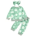 thumbnail image 1 of Durtebeua Baby Girl Clothes Ruffle Romper Toddler Girl Floral Cotton Pant Sets Girls Clothing Outfit(Z12-Light Green,80), 1 of 7